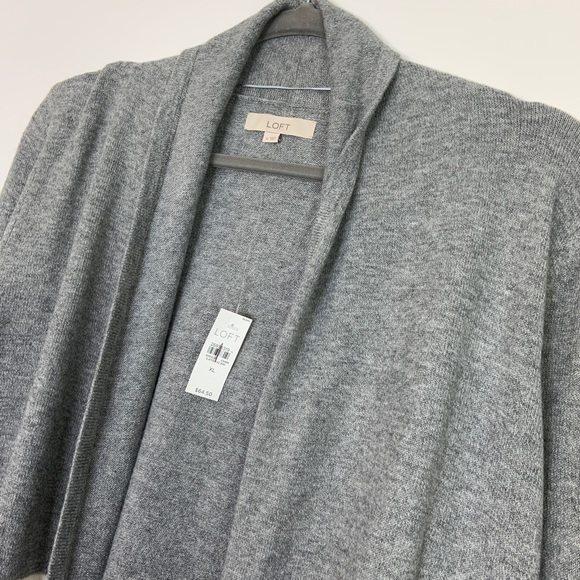 Loft Gray Stripe Open Cardigan Sweater Size XL NWT - Picture 4 of 9